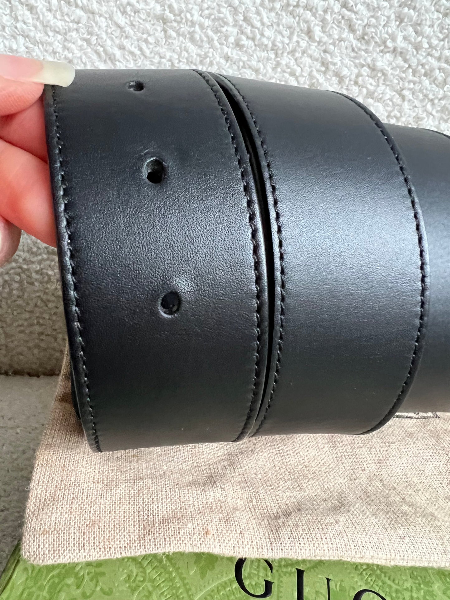 Gucci GG Marmont Black Wide Leather Belt with Shiny Gold Buckle (RRP £410)