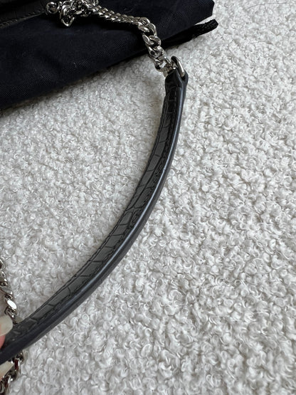 Yves Saint Laurent (YSL) Grey Croc Mini Sunset with Silver Hardware (RRP £1,545)