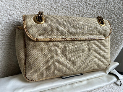 Gucci GG Beige Raffia Marmont Small Shoulder Bag (RRP £1,570)