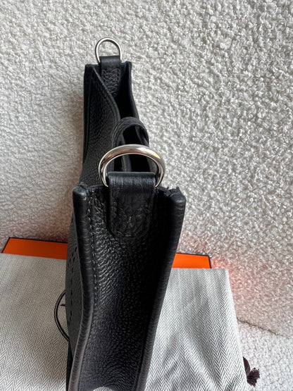 Hermes Evelyne TPM in Black Clemence Leather with Palladium Hardware