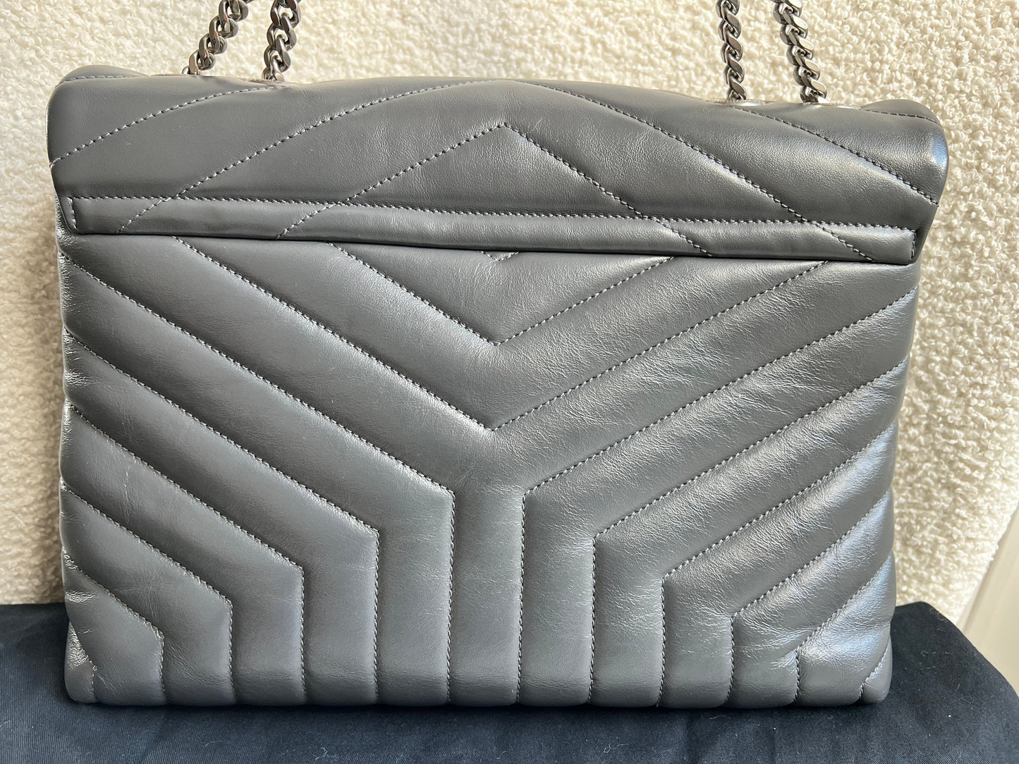 Yves Saint Laurent (YSL) Medium Grey Lou Lou Silver Hardware