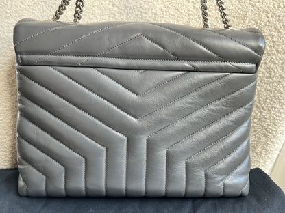 Yves Saint Laurent (YSL) Medium Grey Lou Lou Silver Hardware