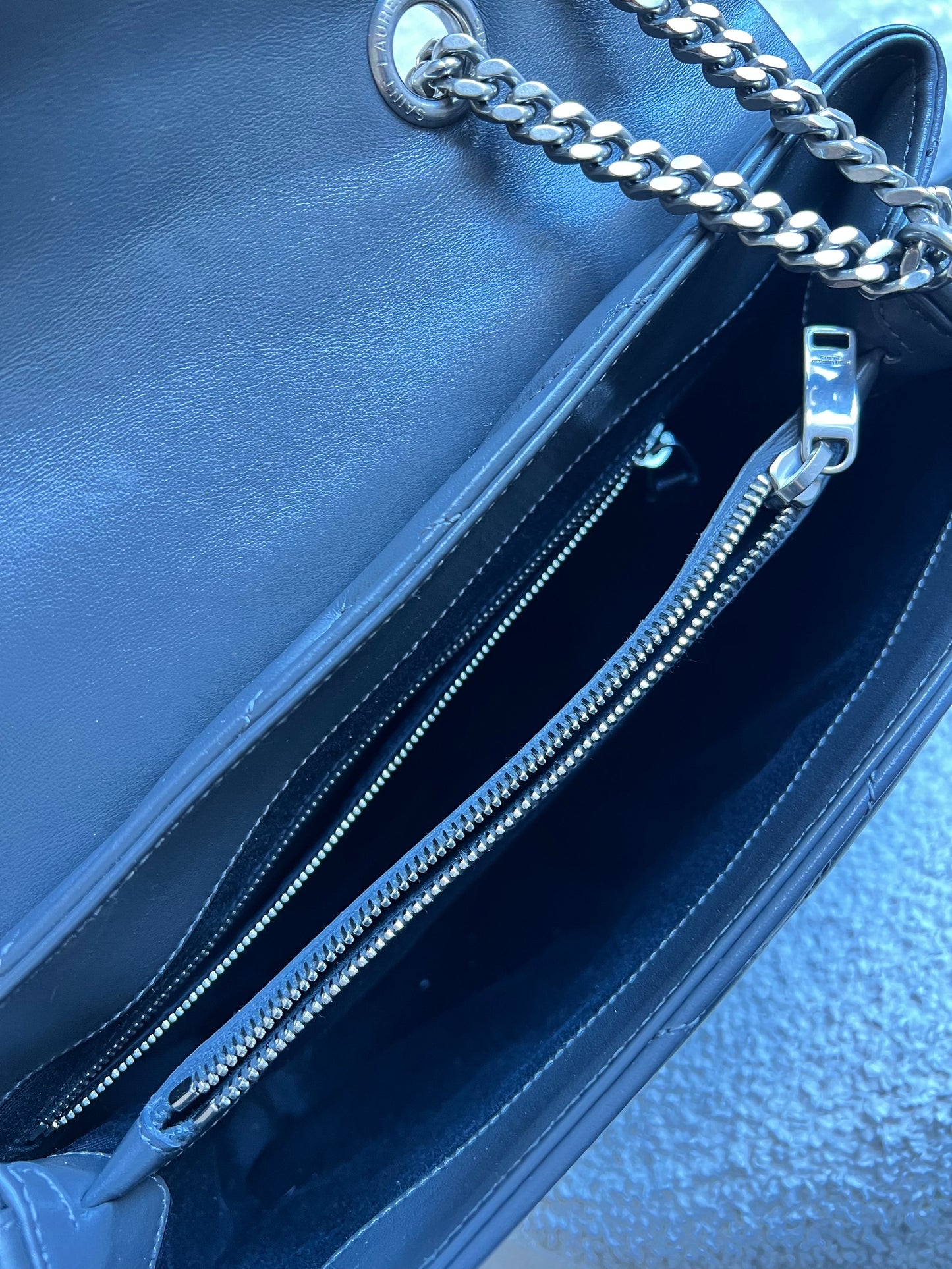 Yves Saint Laurent (YSL) Medium Grey Lou Lou Silver Hardware