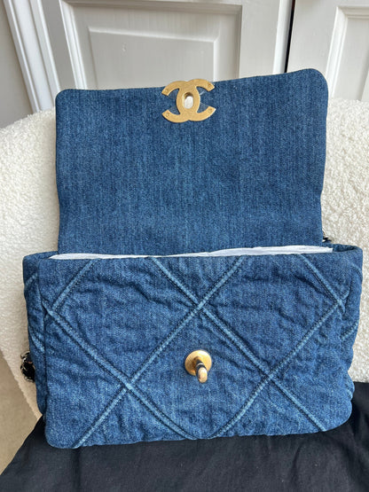 Chanel Small 19 in Blue Denim