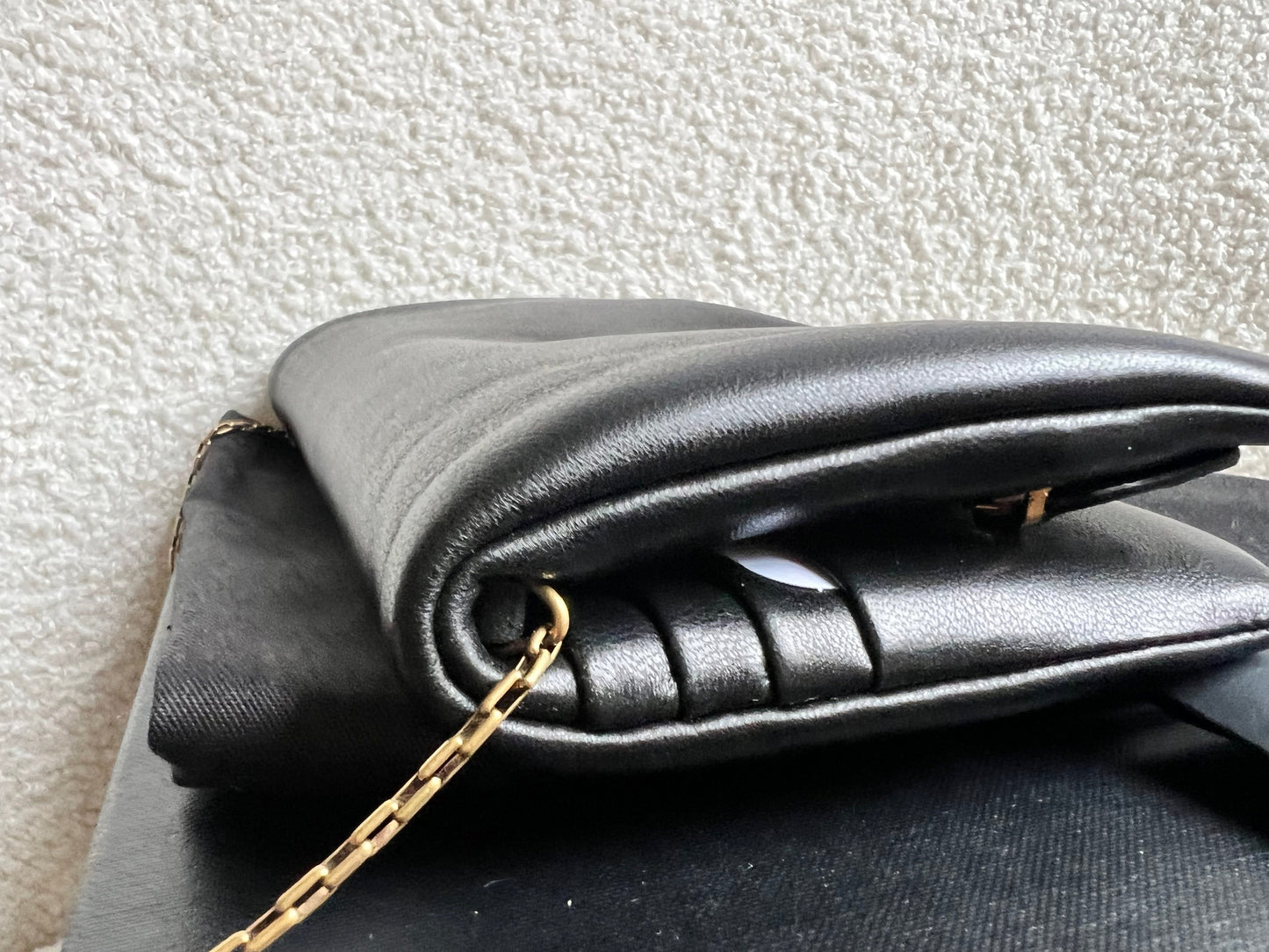 Yves Saint Laurent (YSL) Black Puffy Lambskin Wallet on Chain with Gold Hardware (RRP £960)