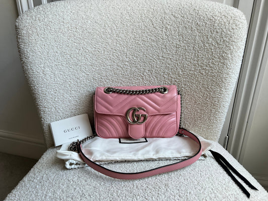 Gucci GG Pale Pink Marmont Mini Shoulder Bag (RRP £1,890)
