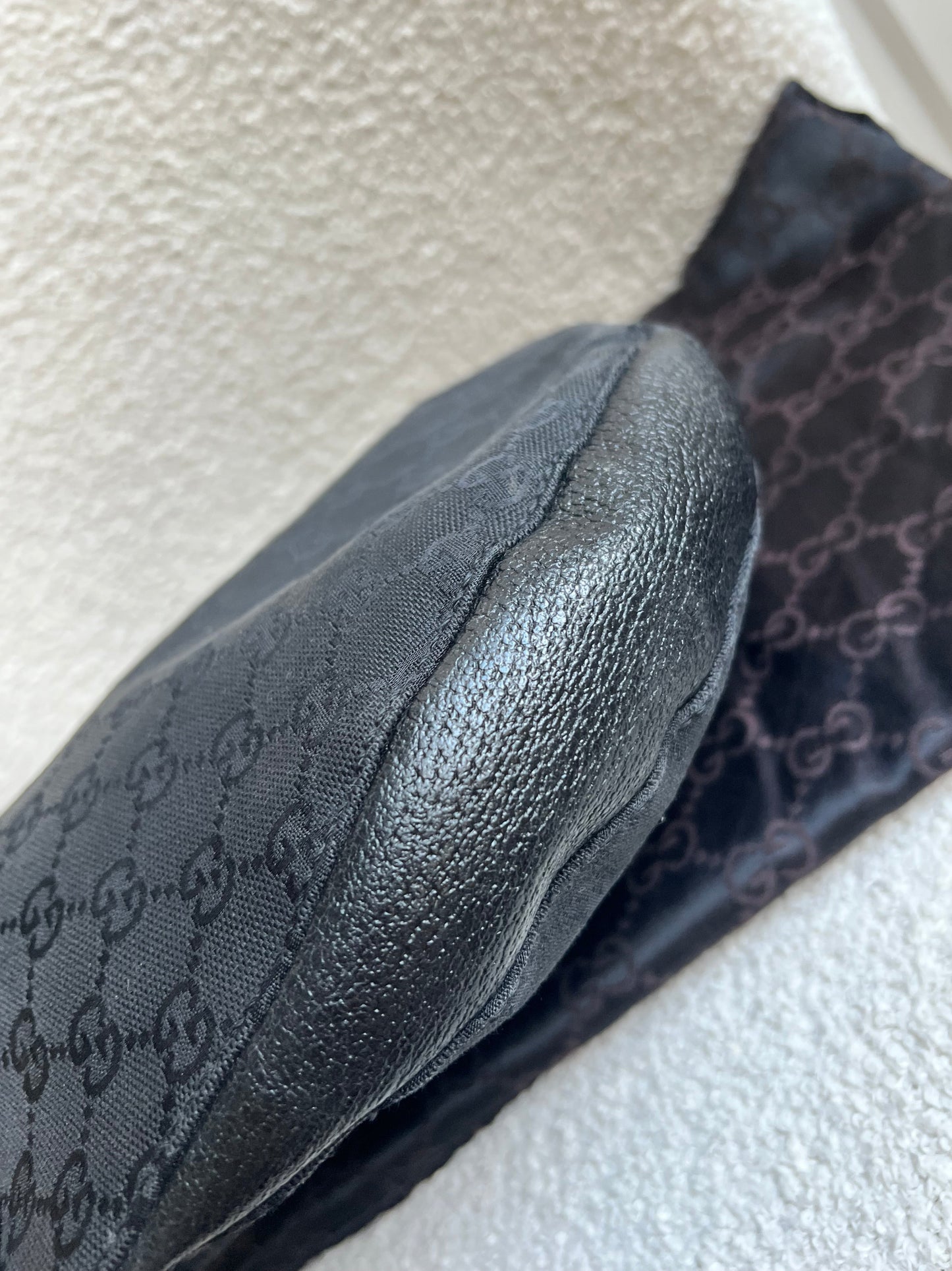 Gucci Black GG Canvas Drawstring Shoulder Bag
