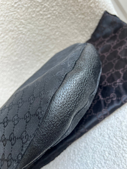 Gucci Black GG Canvas Drawstring Shoulder Bag