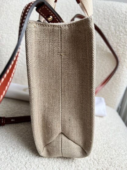 Chloe Small Soft Tan Linen Woody Tote Bag (£890)