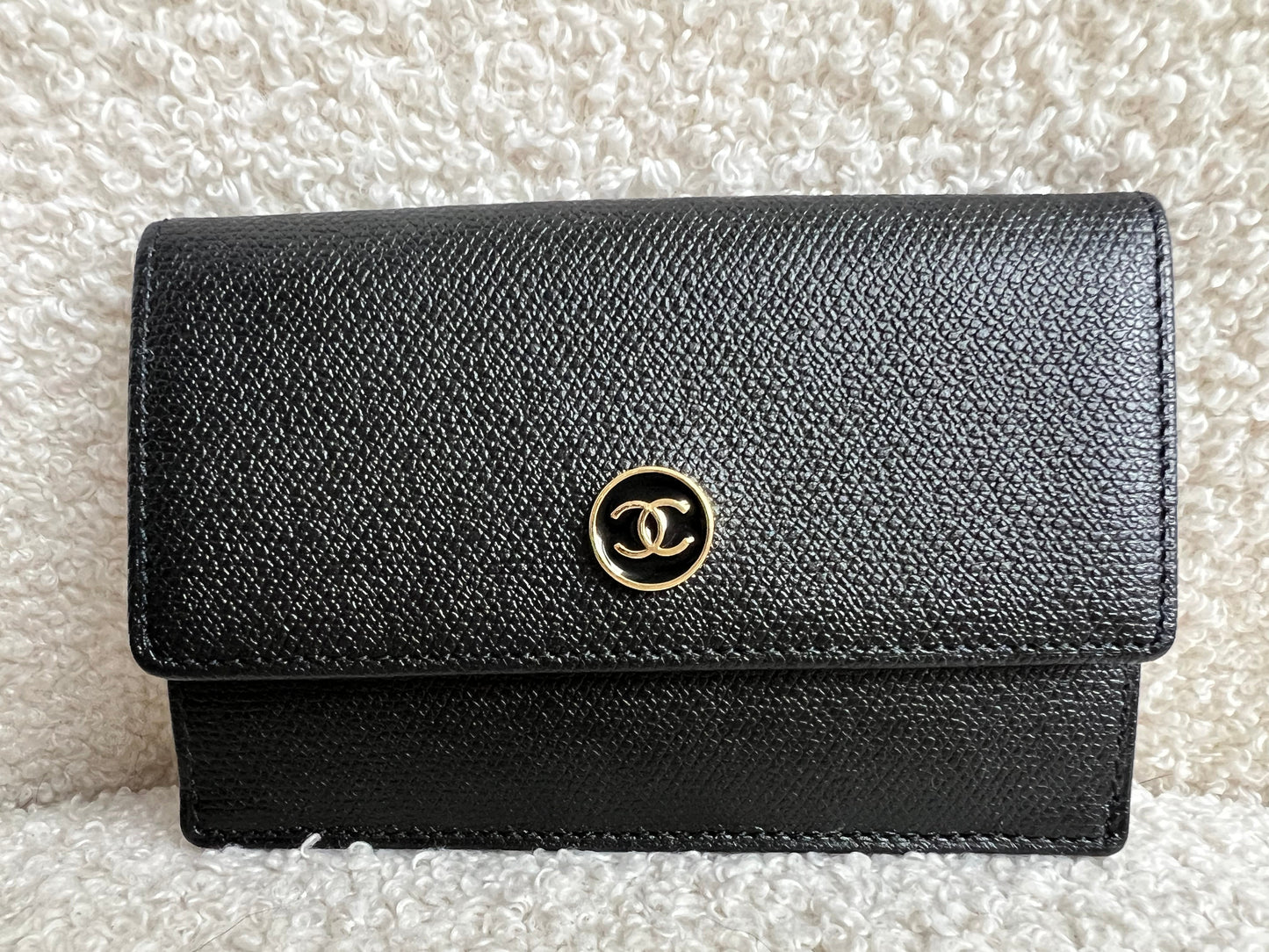 Chanel Black Coco Button Keyring Pouch