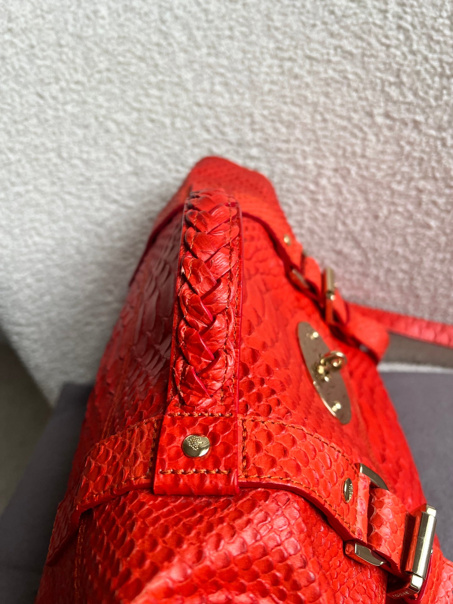Mulberry Flame Red Silky Snake Print Regular Alexa (RRP £1100)