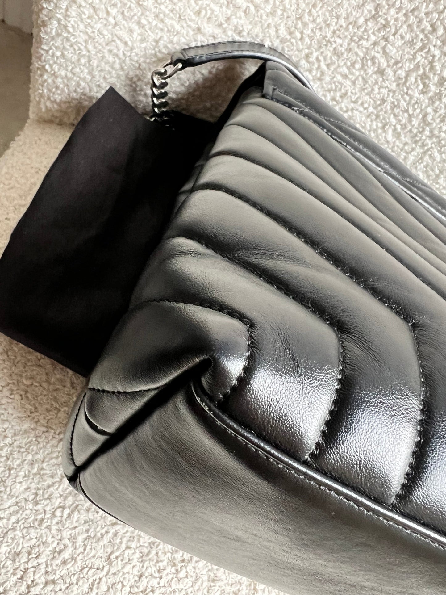 Yves Saint Laurent (YSL) Medium Black Lou Lou Silver Hardware