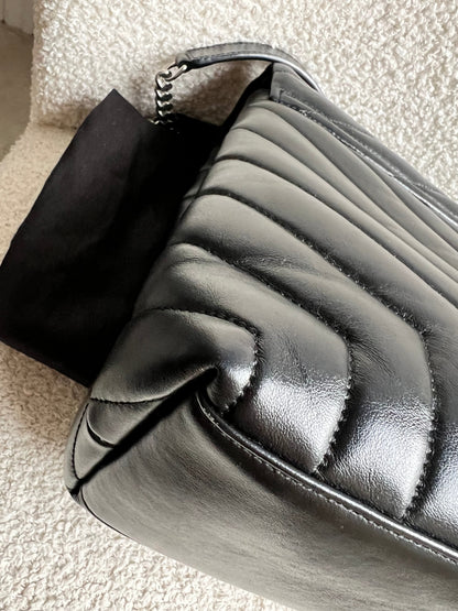 Yves Saint Laurent (YSL) Medium Black Lou Lou Silver Hardware