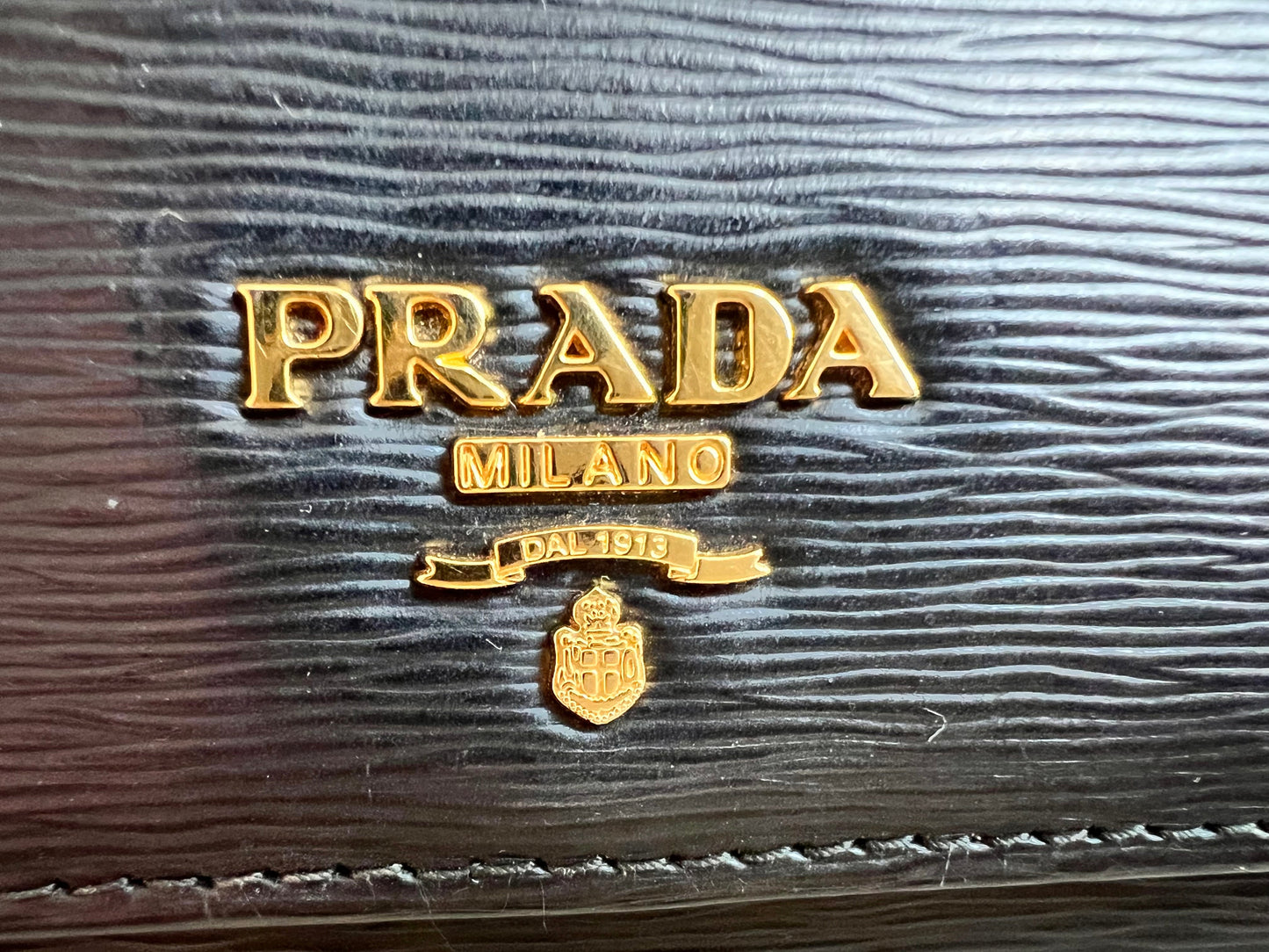 Prada Black Saffiano Wallet on Chain with Gold Hardware