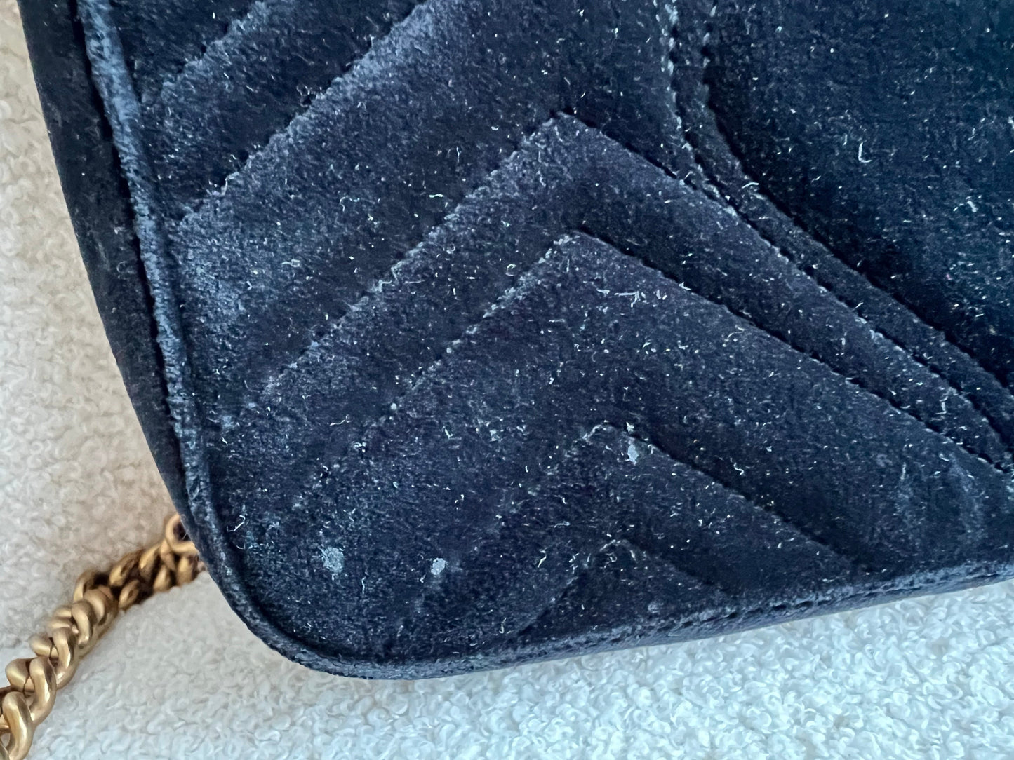 Gucci GG Black Velvet Marmont Mini Shoulder Bag (RRP £1395)