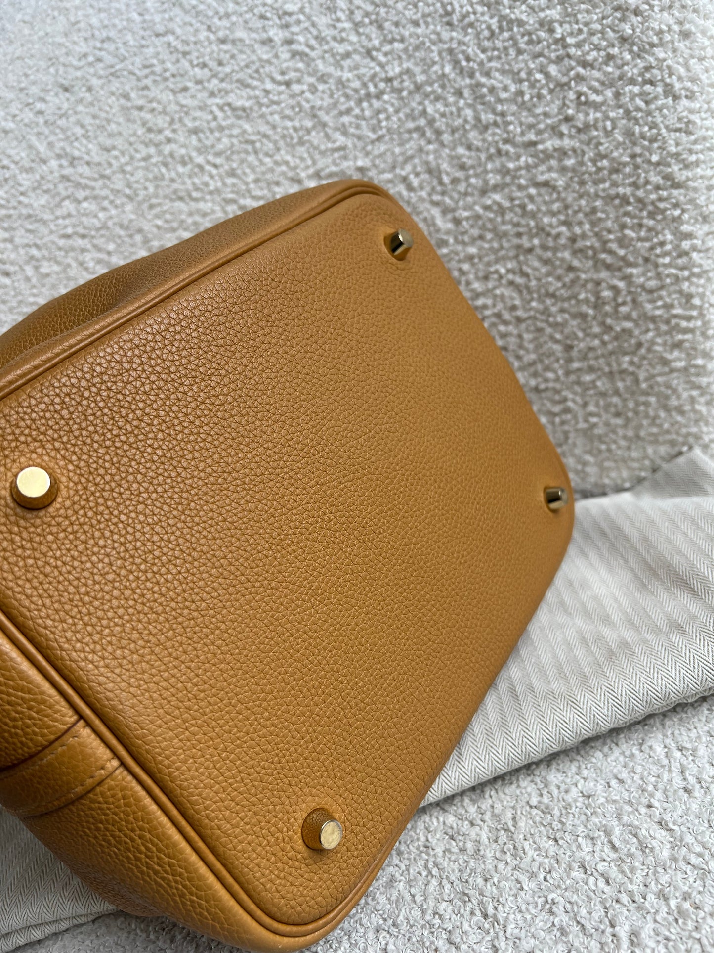 Hermes Picoton 22 in Sesame Clemence Leather with gold hardware