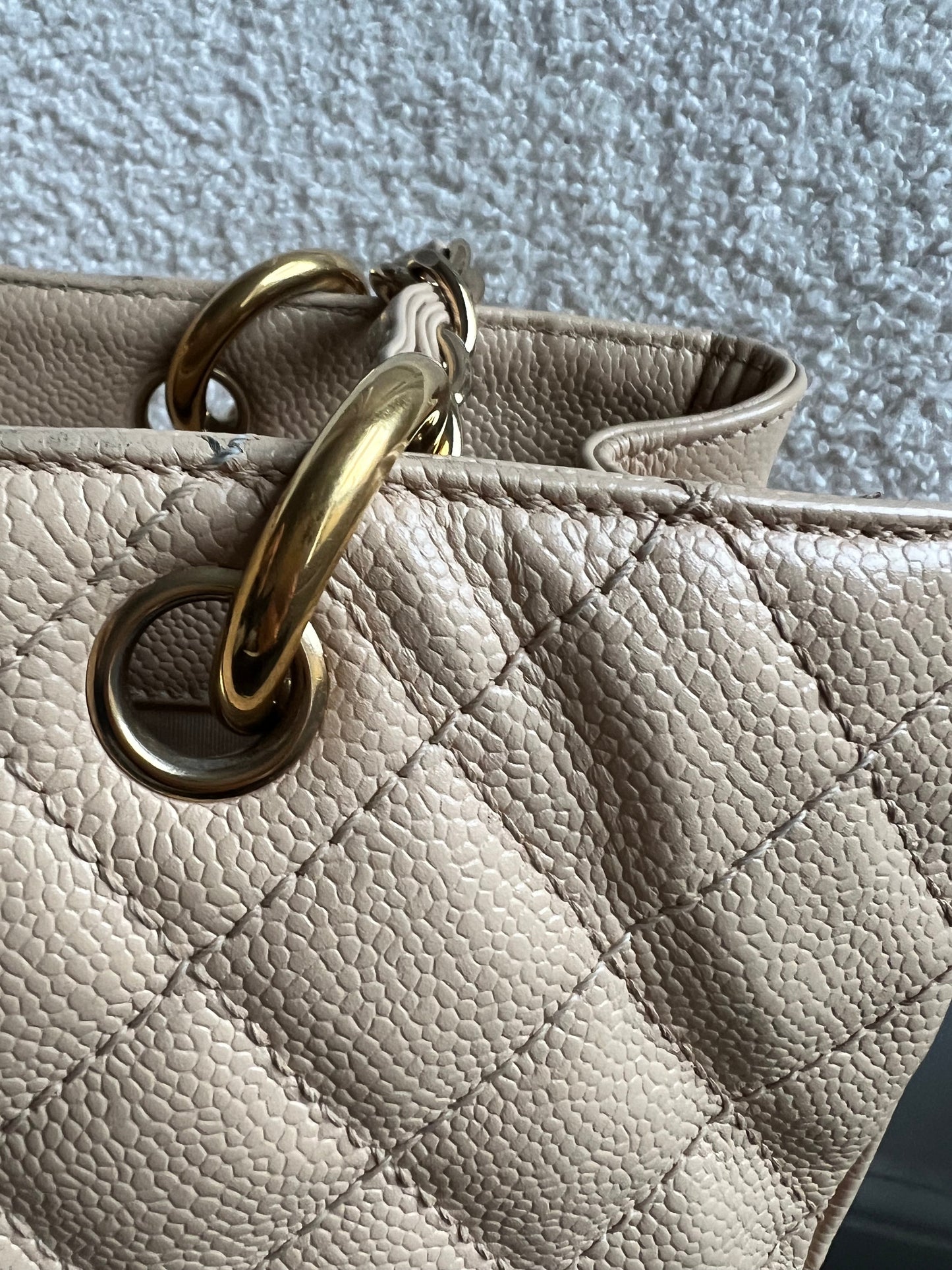 Chanel Beige Caviar Grand Shopper Tote gold hardware (GST)