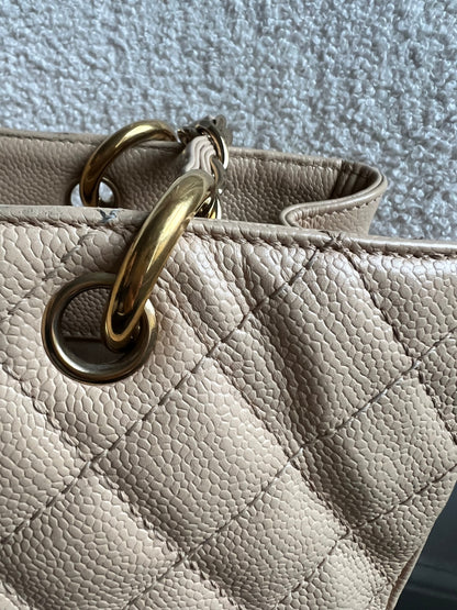 Chanel Beige Caviar Grand Shopper Tote gold hardware (GST)