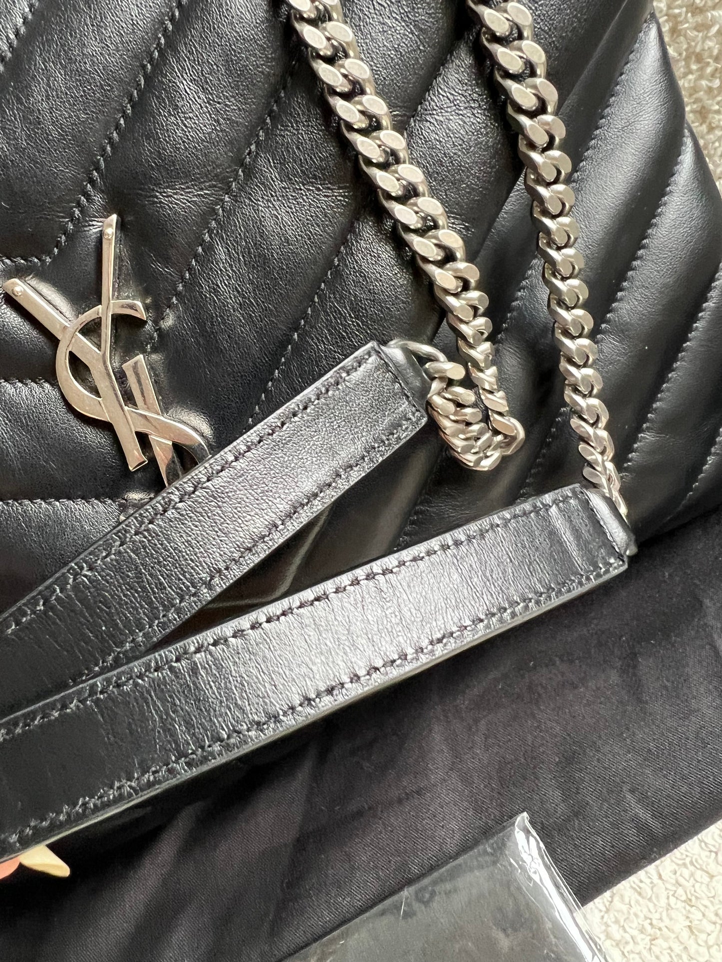 Yves Saint Laurent (YSL) Medium Black Lou Lou Silver Hardware