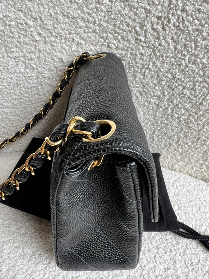 Chanel Square Mini Classic Flap in Black Caviar with gold hardware