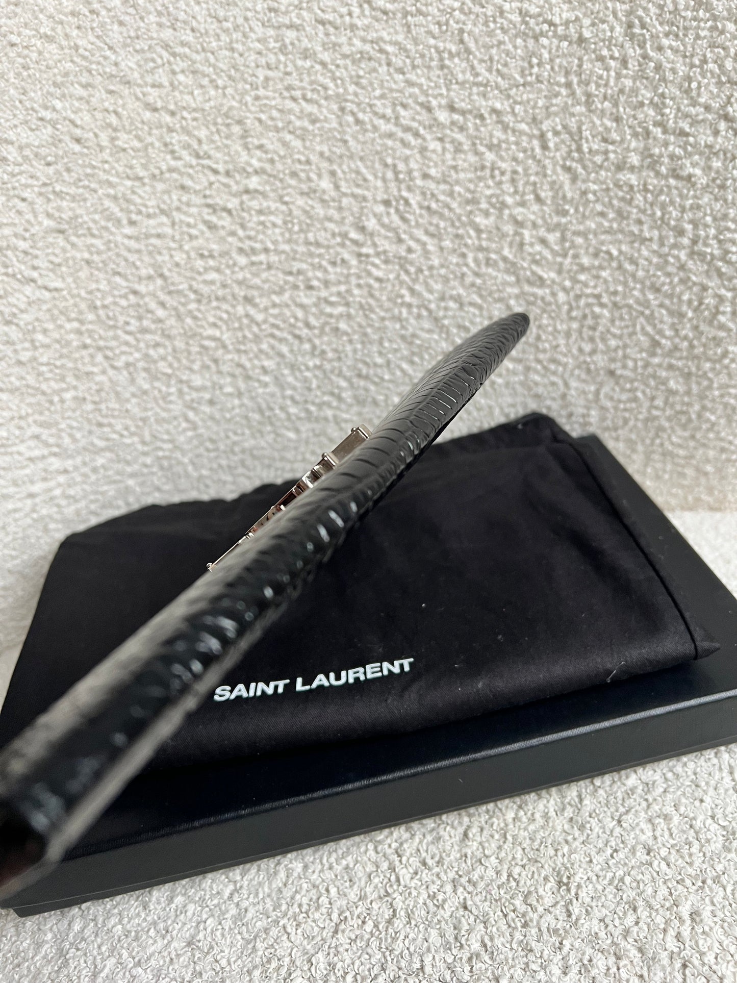 Yves Saint Laurent (YSL) Black Croc Uptown Pouch Clutch (RRP £580)