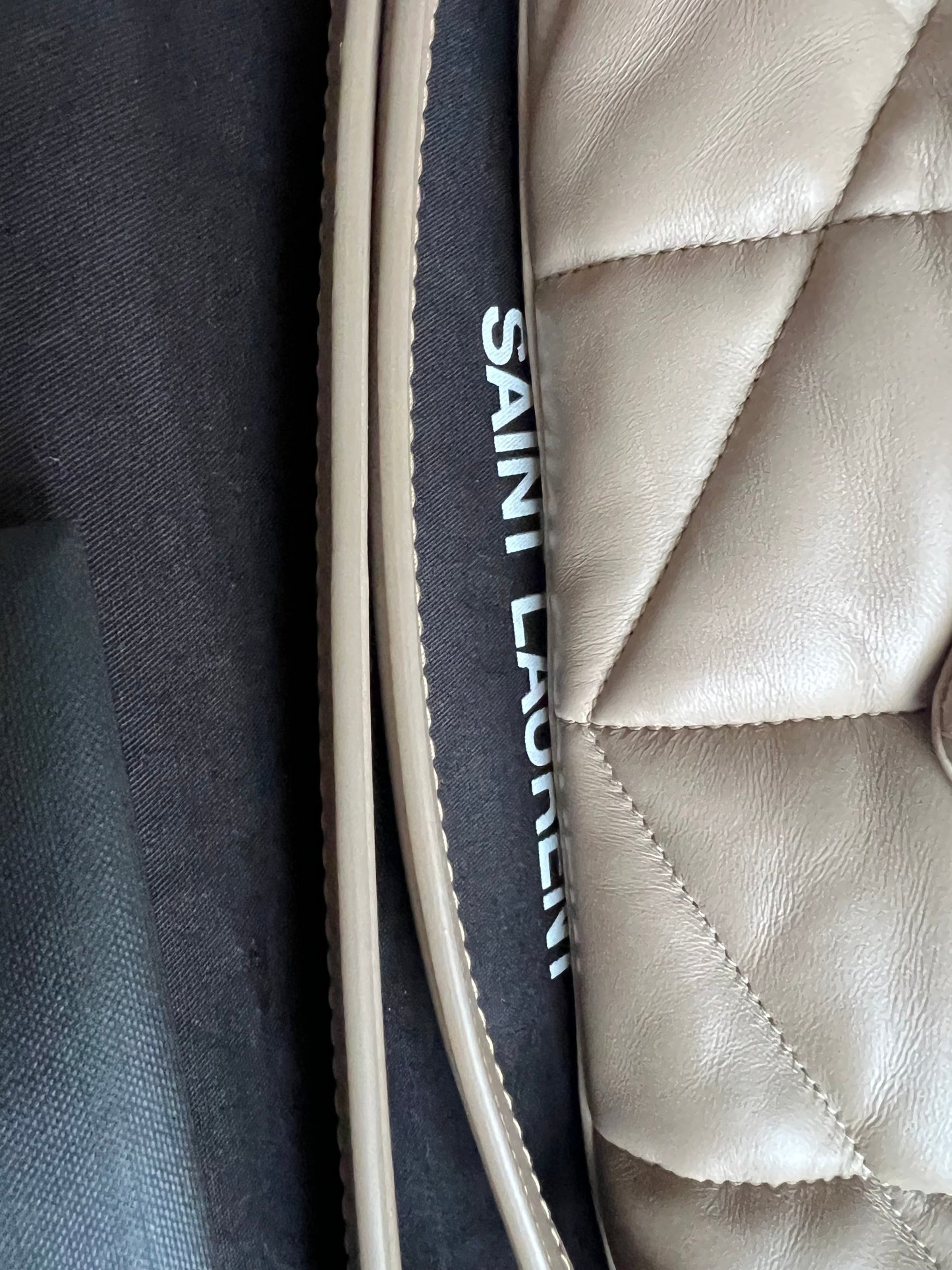 Yves Saint Laurent (YSL) Small Puffer in Beige Quilted Lambskin Gold Hardware (RRP £2,415)