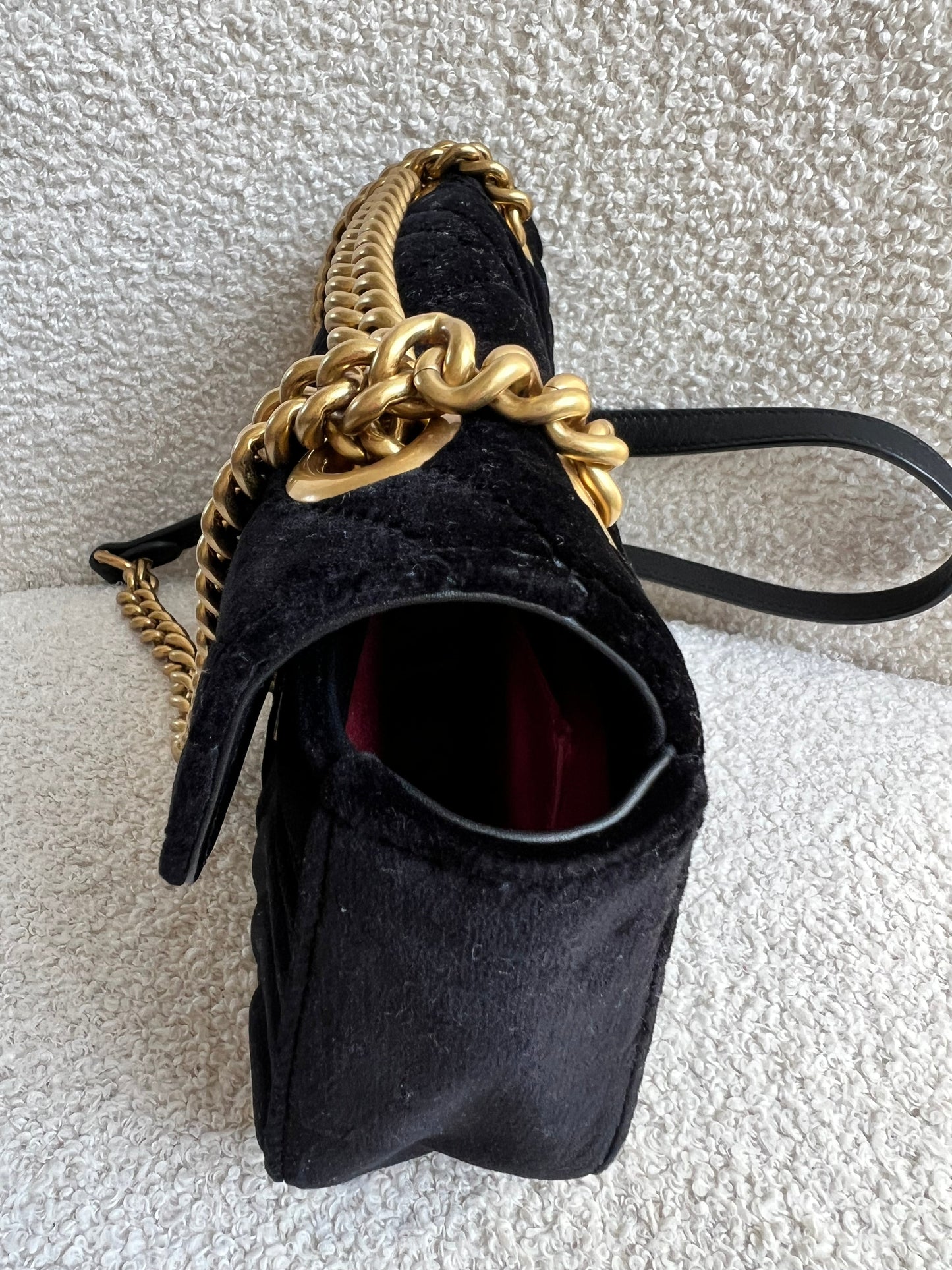 Gucci GG Black Velvet Marmont Mini Shoulder Bag (RRP £1395)