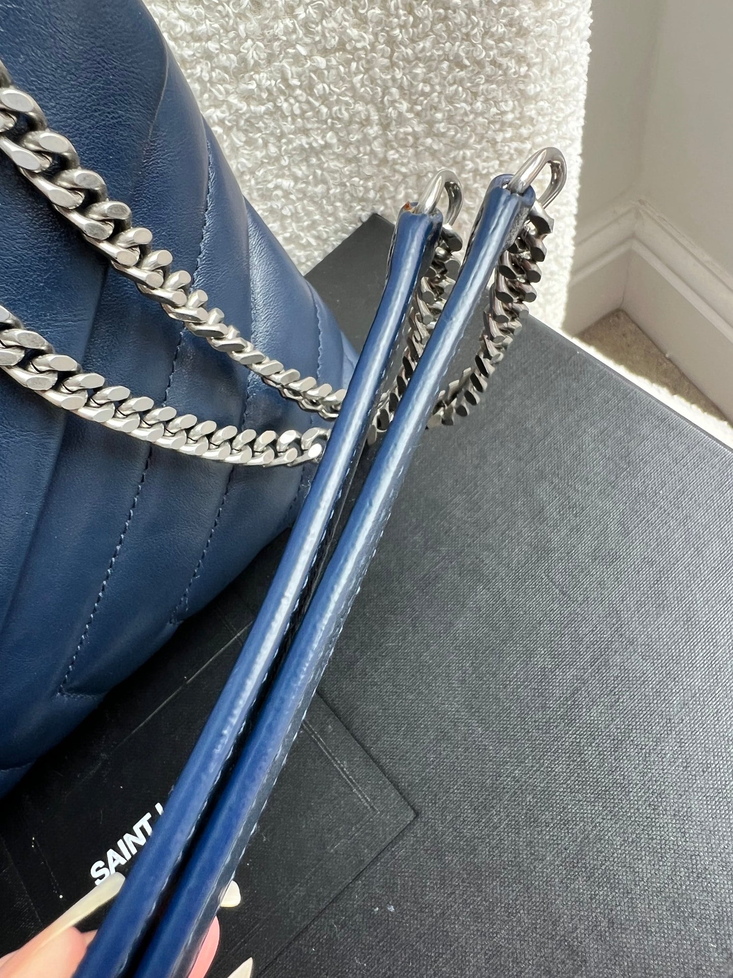 Yves Saint Laurent (YSL) Navy Blue Small LouLou (RRP £1,900)