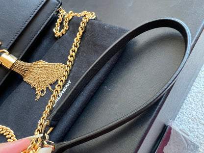 Yves Saint Laurent (YSL) Black Kate Tassel Chain Wallet Gold Hardware (RRP £1,440)