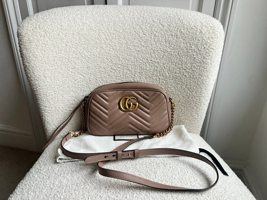Gucci GG Marmont Dusty Pink Small Shoulder Bag (RRP £1440)