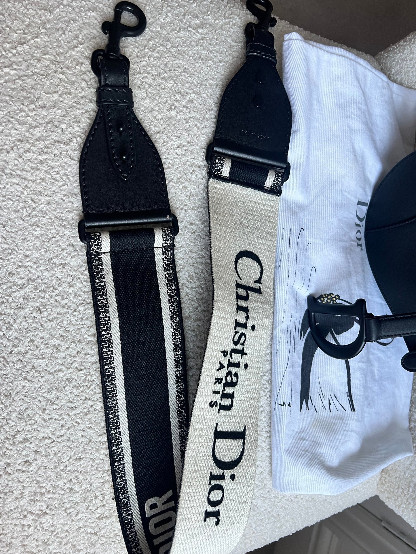 Christian Dior Black Ultra Matte Saddle Bag with Strap