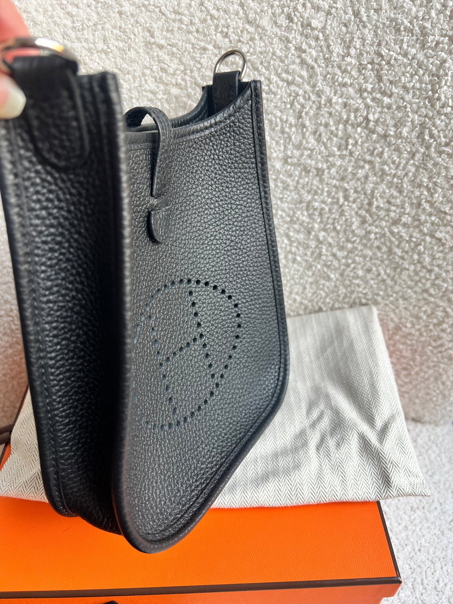 Hermes Evelyne TPM in Black Clemence Leather with Palladium Hardware
