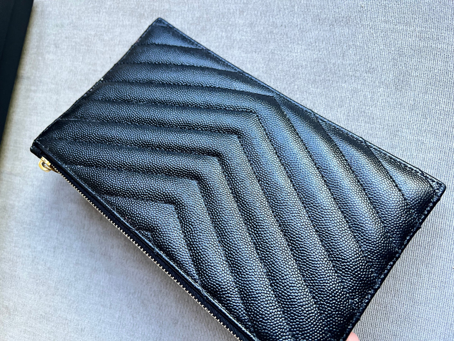 Yves Saint Laurent (YSL) Black Cassandra Zip Pouch (RRP £365)