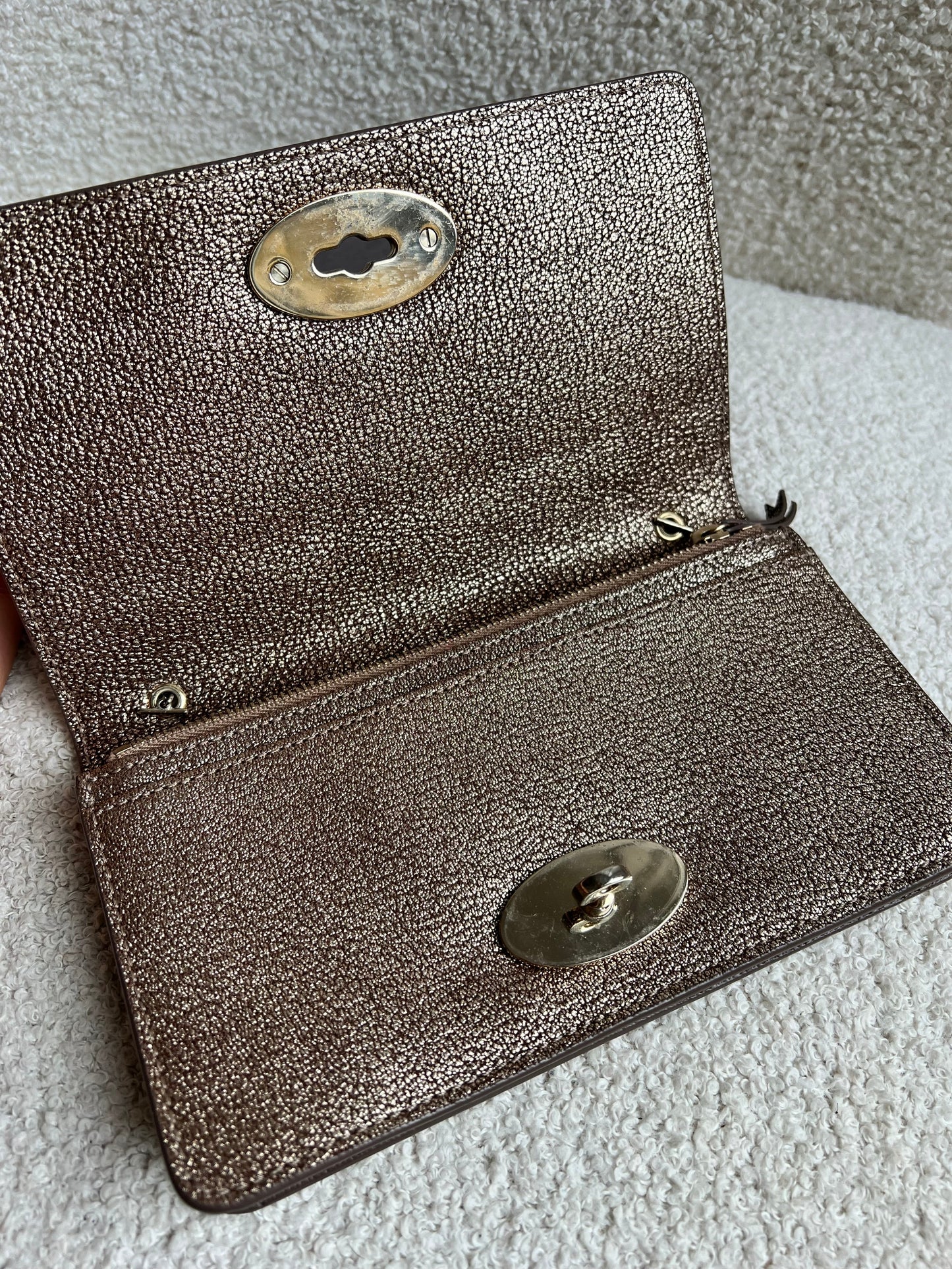 Mulberry Metallic Mushroom Bayswater Clutch (RRP £495)