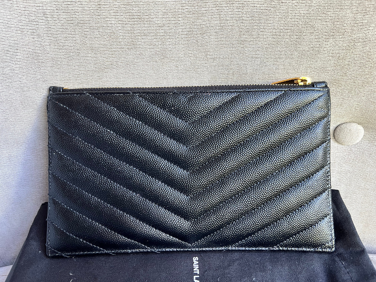 Yves Saint Laurent (YSL) Black Cassandra Zip Pouch (RRP £365)