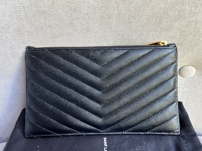 Yves Saint Laurent (YSL) Black Cassandra Zip Pouch (RRP £365)