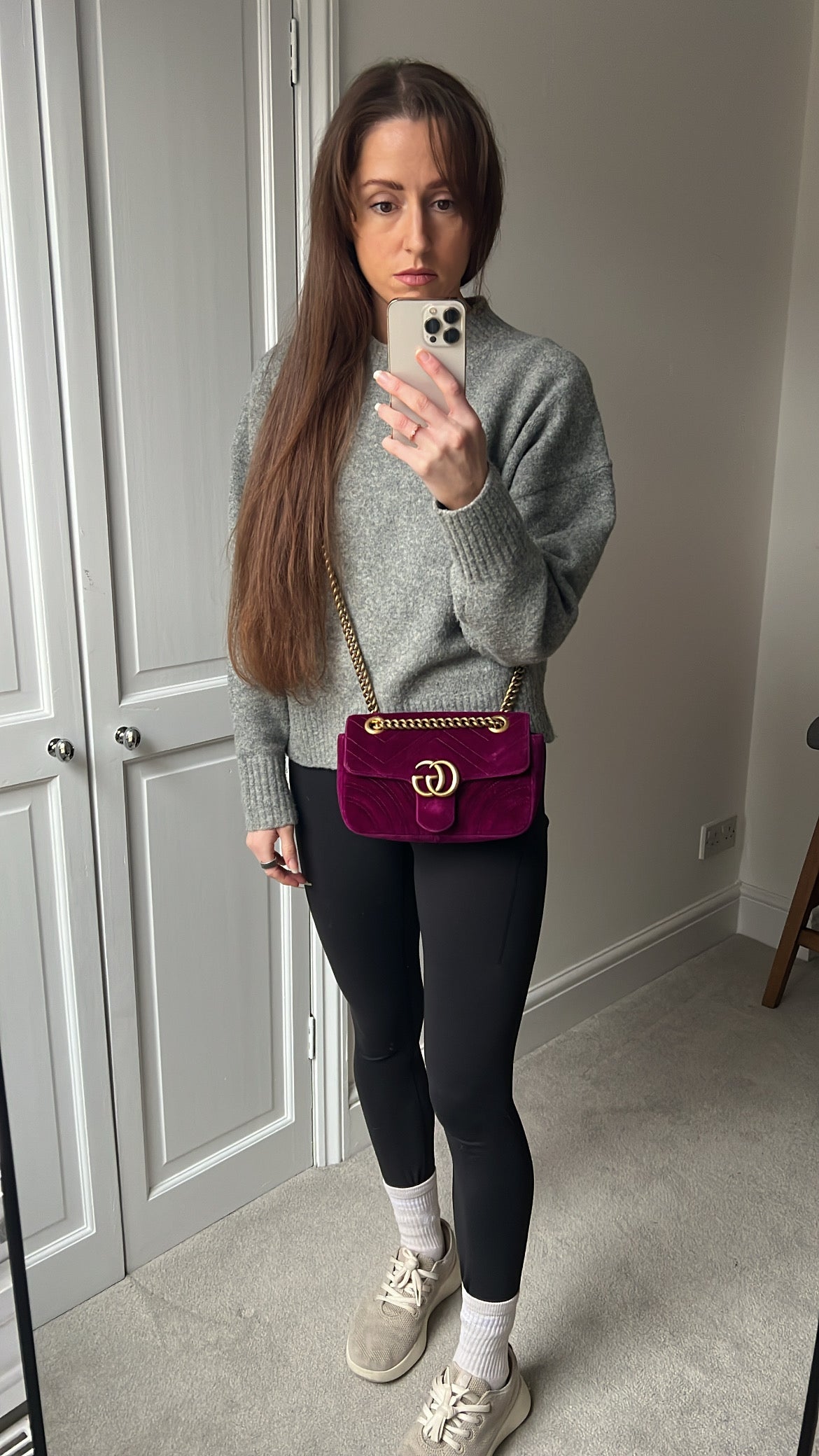 Gucci GG Mini Fuchsia Velvet Marmont Mini Shoulder Bag (RRP £1295)