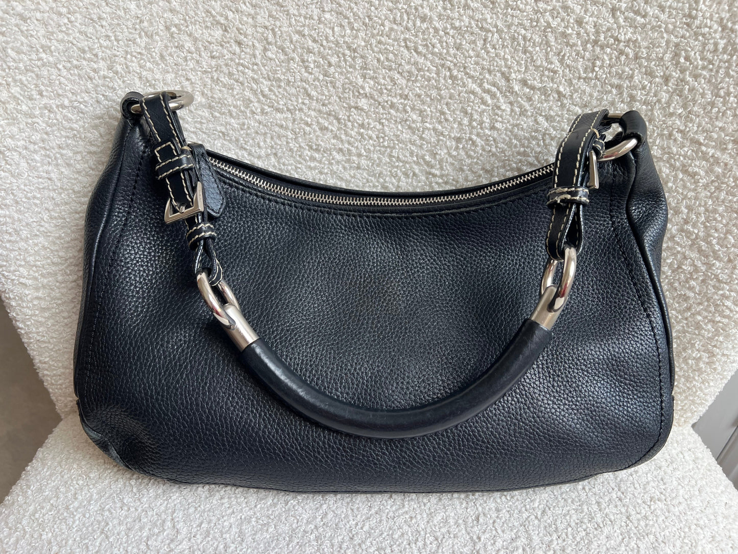 Prada Belted Zip Shoulder Bag Vitello Daino