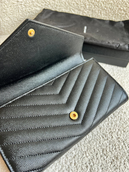 Yves Saint Laurent Black Large Cassandre Flap Wallet (RRP £665)