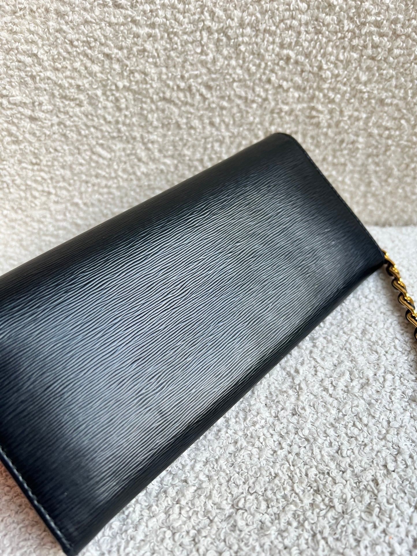 Prada Black Saffiano Wallet on Chain with Gold Hardware