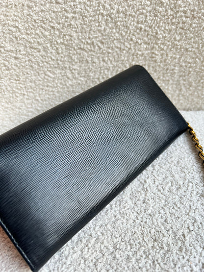 Prada Black Saffiano Wallet on Chain with Gold Hardware