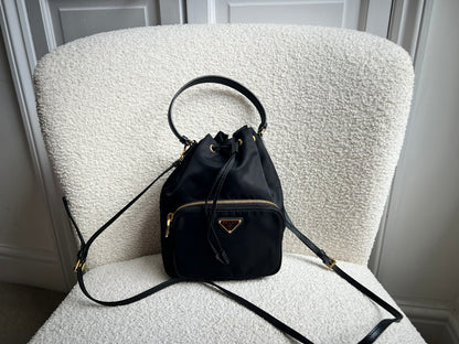 Prada Re-Nylon Duet Black Bucket Bag (RRP £1380)