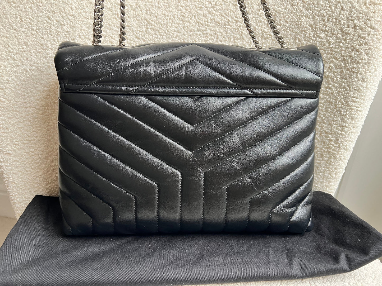 Yves Saint Laurent (YSL) Medium Black Lou Lou Silver Hardware