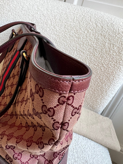 Gucci Burgundy Ophidia GG Supreme Medium Tote