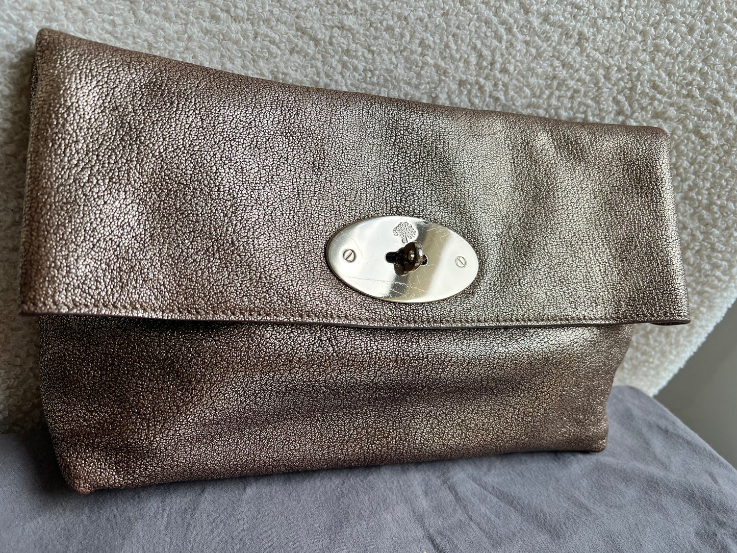 Mulberry Metallic Mushroom Clemmie Clutch (RRP £695)