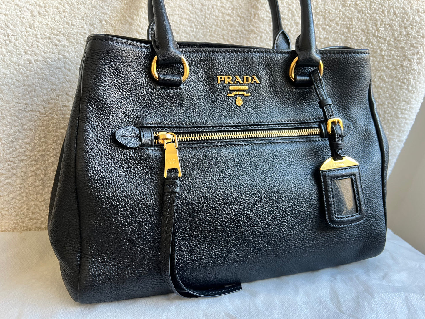 Prada Black Vitello Daino Tote