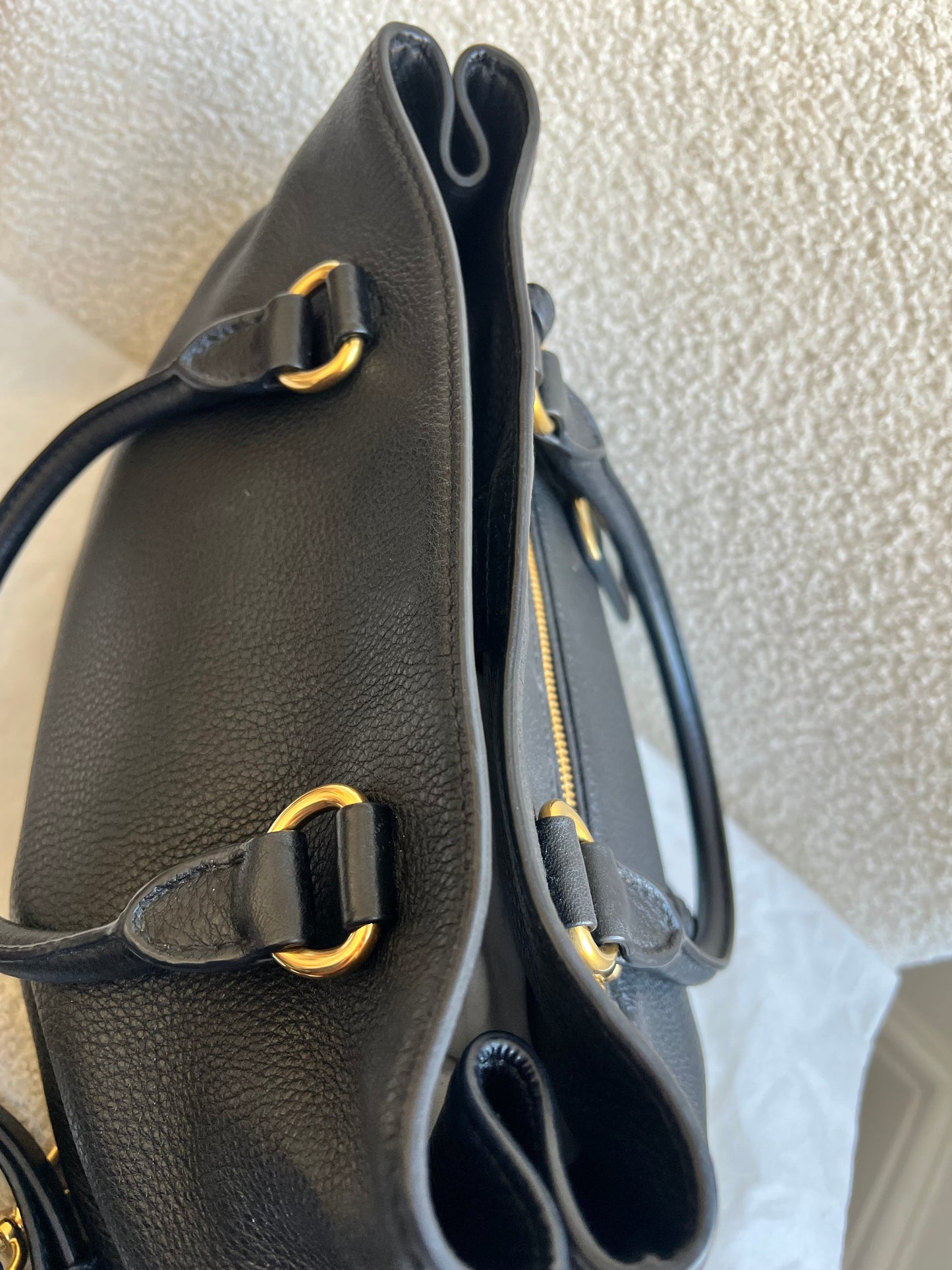 Prada Black Vitello Daino Tote