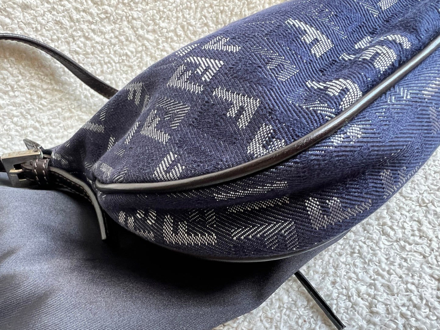 Fendi Denim Zucchino Canvas and Leather Shoulder Bag