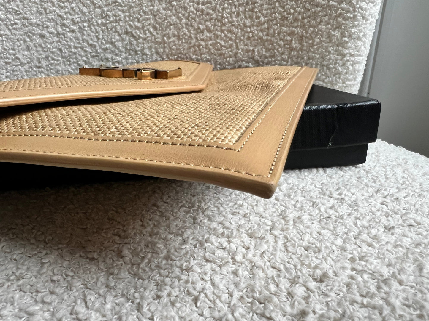 Yves Saint Laurent (YSL) Raffia Uptown Pouch Clutch (RRP £535)