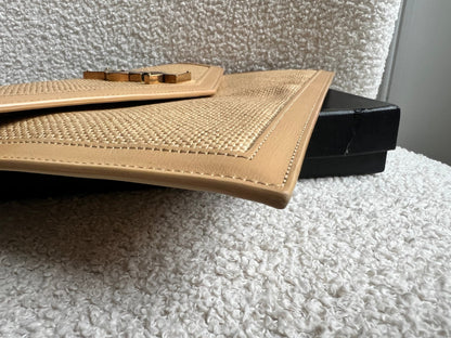Yves Saint Laurent (YSL) Raffia Uptown Pouch Clutch (RRP £535)